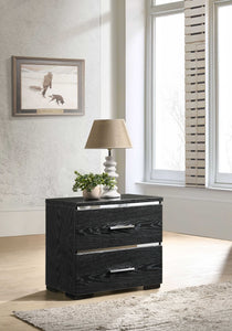 15" X 22" X 23" Black (High Gloss) Wood Veneer (Paper) Nightstand