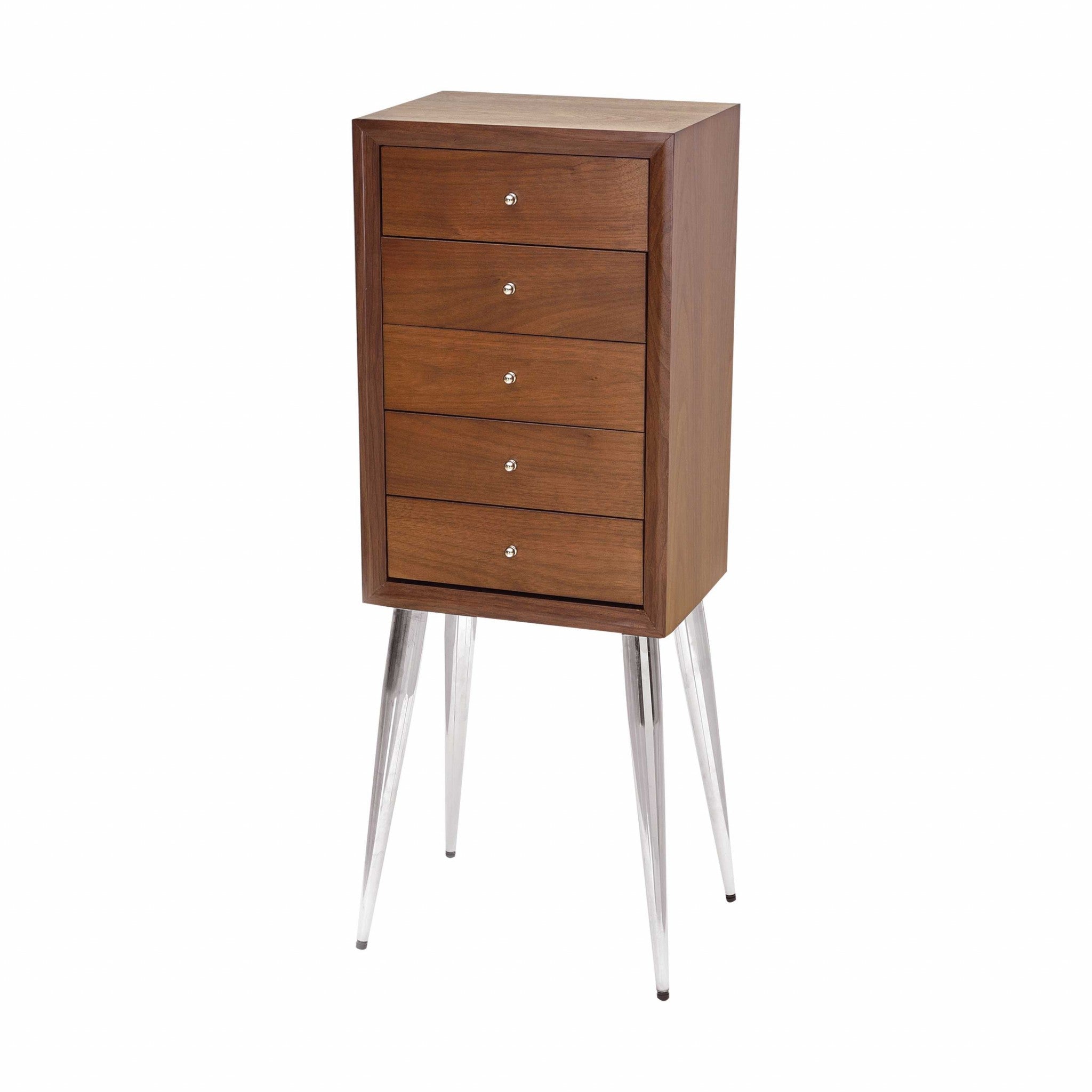 9" X 13" X 36" Dark Mahogany Wood Jewelry Armoire