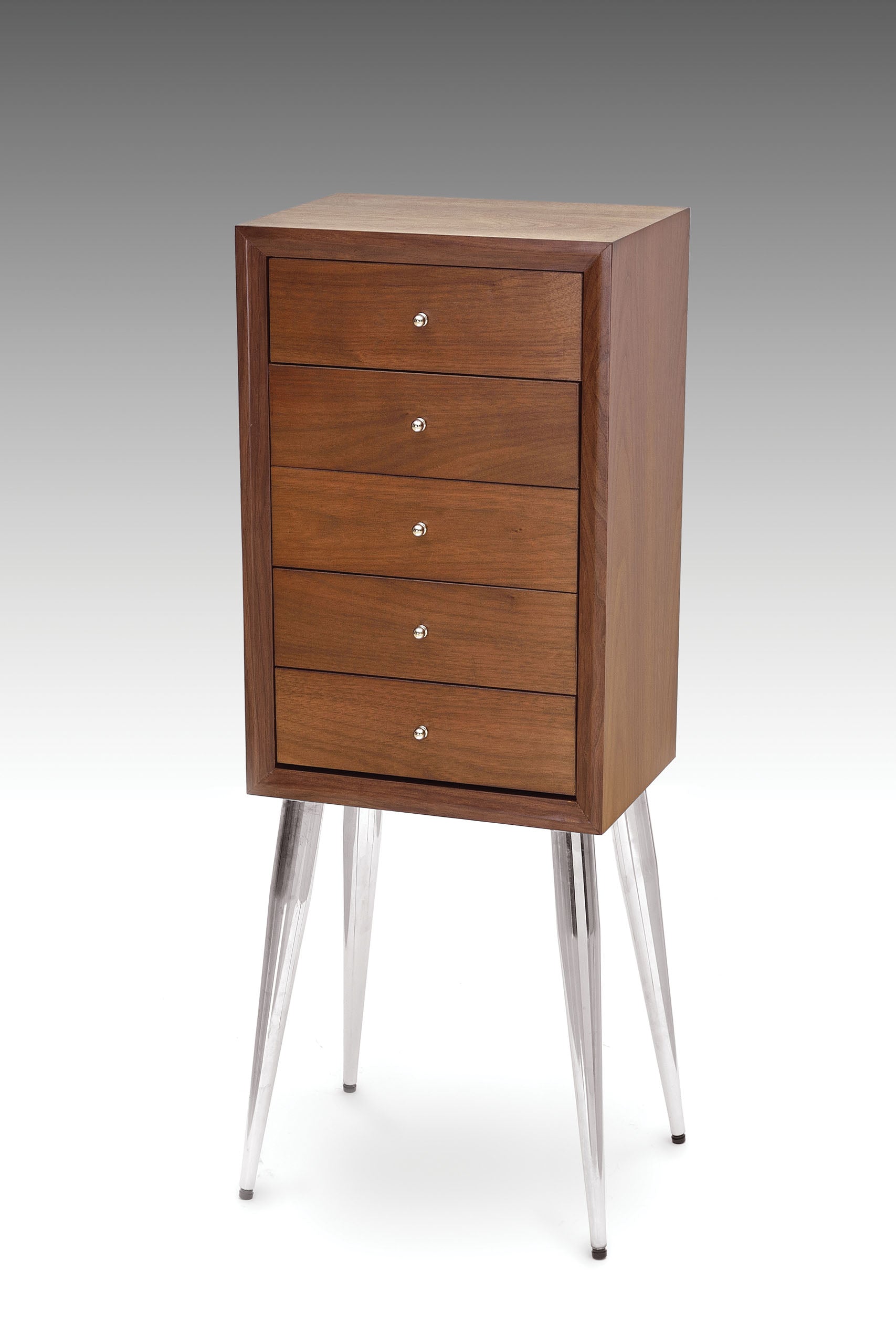 9" X 13" X 36" Dark Mahogany Wood Jewelry Armoire