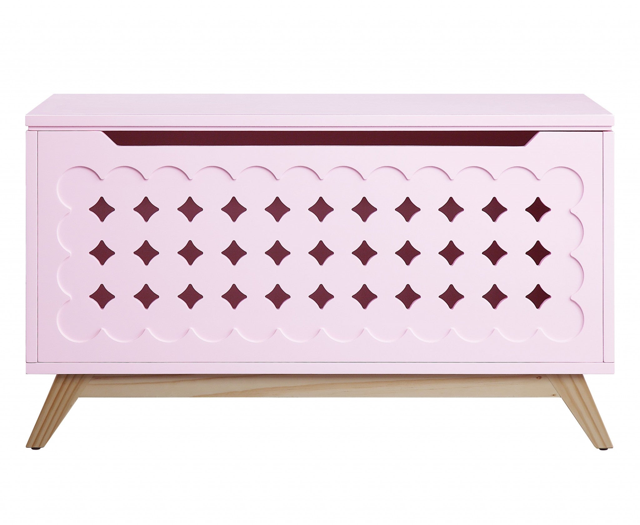 16" X 37" X 21" Pink Natural Wood Youth Chest
