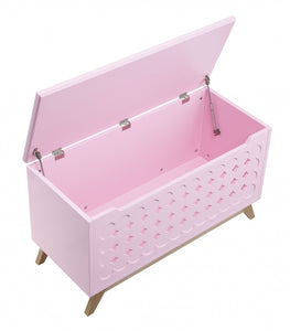 16" X 37" X 21" Pink Natural Wood Youth Chest