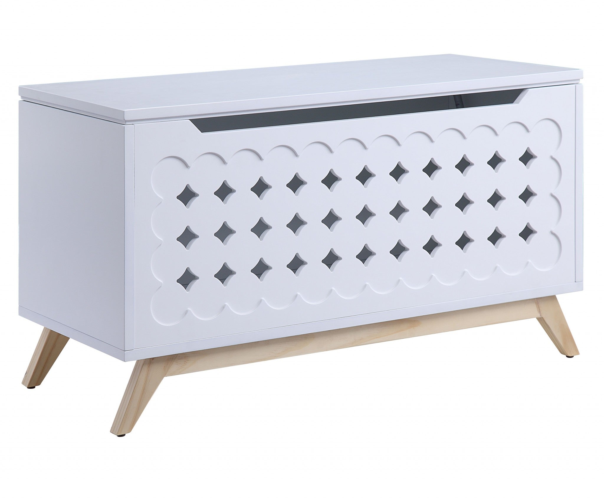 16" X 37" X 21" White Natural Wood Youth Chest