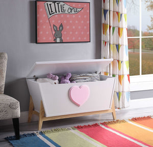 16" X 37" X 20" White Pink Wood Youth Chest