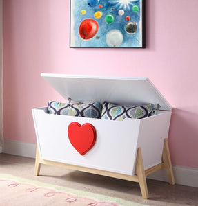 16" X 37" X 20" White Red Wood Youth Chest