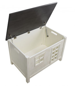 21" X 32" X 21" Weathered White Washed Gray Wood Youth Chest