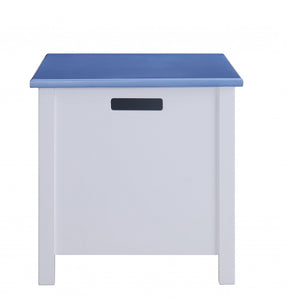 21" X 32" X 21" White Blue Wood Youth Chest