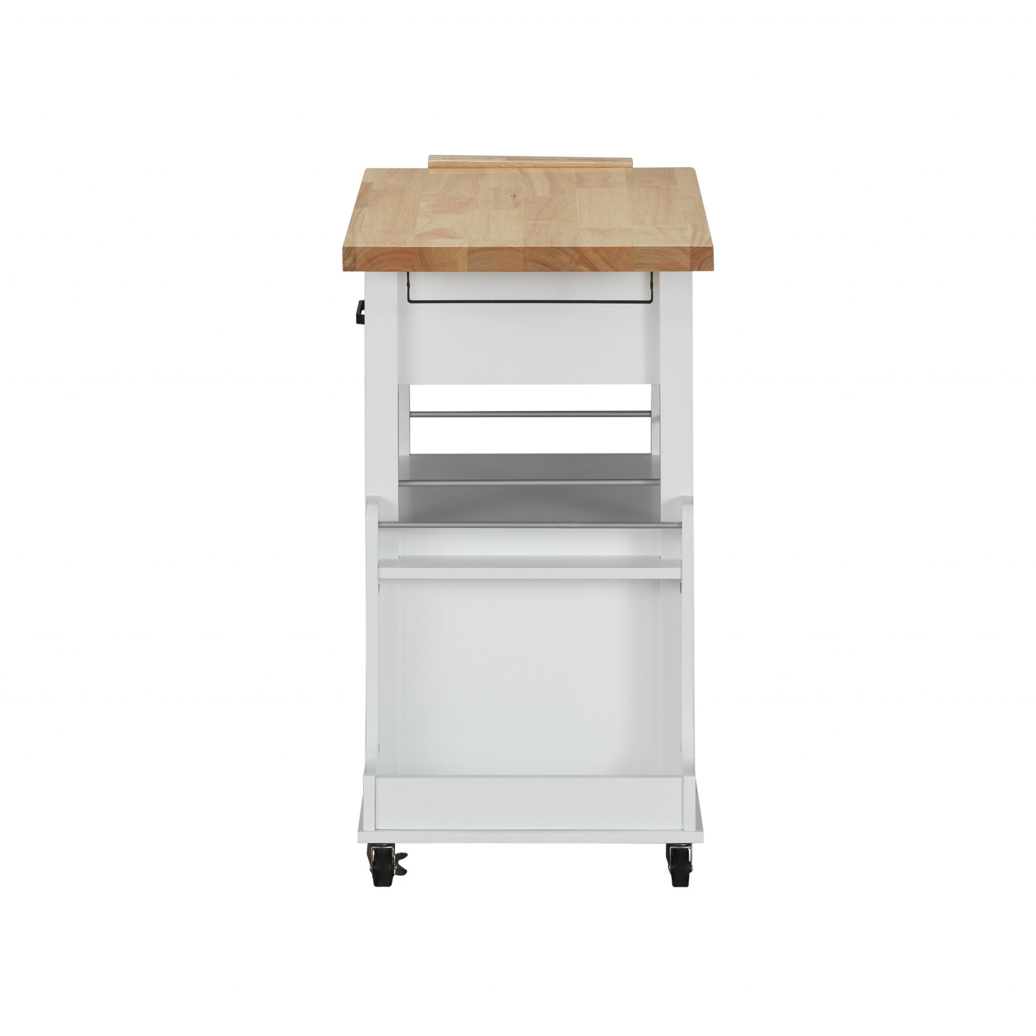 19" X 35" X 35" Natural White Wood Casters Kitchen Cart