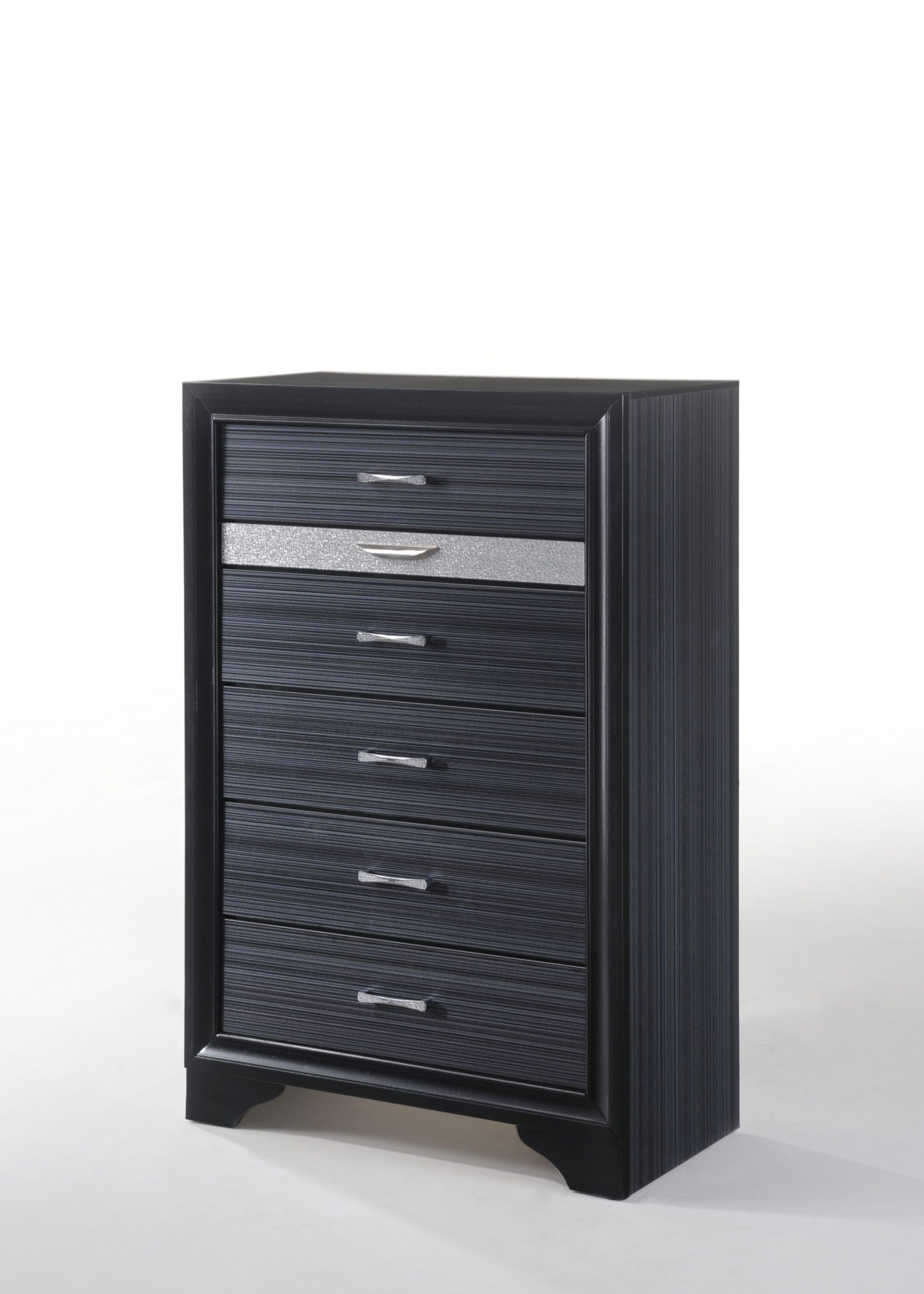 Sleek 51" Black 6 Drawer Chest Dresser