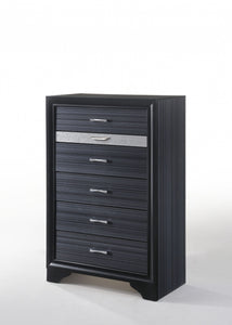 Sleek 51" Black 6 Drawer Chest Dresser