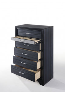 Sleek 51" Black 6 Drawer Chest Dresser