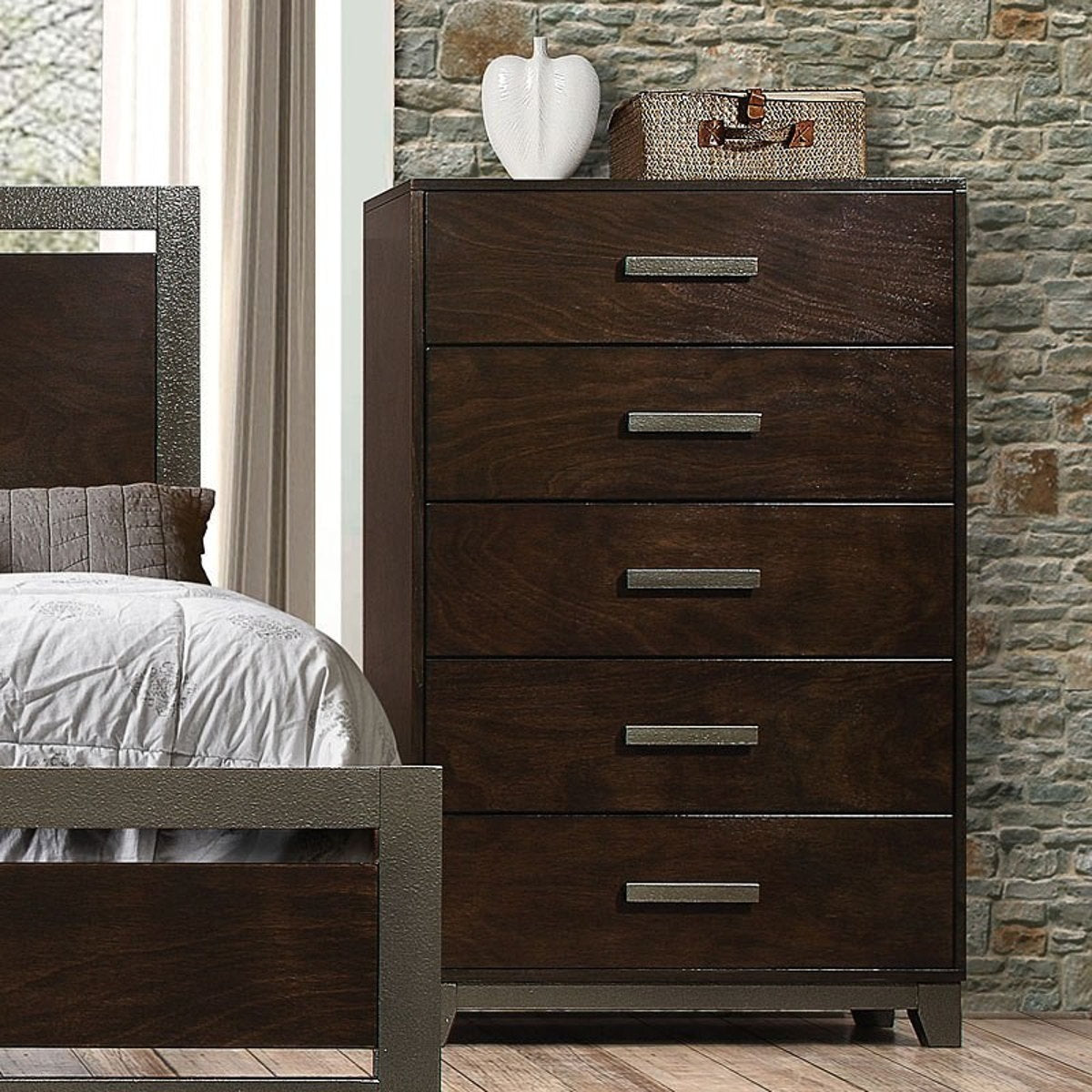 16" X 33" X 52" Walnut Wood Chest