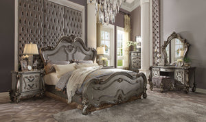 86" X 97" X 75" Antique Platinum Wood Poly Resin California King Bed