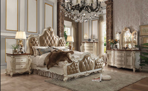 89" X 89" X 78" PU Antique Pearl Wood Poly Resin Upholstery Eastern King Bed