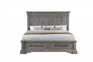 85" X 91" X 68" Salvaged Natural Wood Eastern King Bed w/Storage