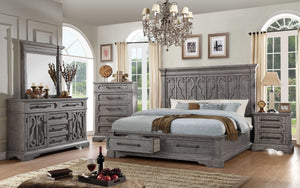 85" X 91" X 68" Salvaged Natural Wood Eastern King Bed w/Storage