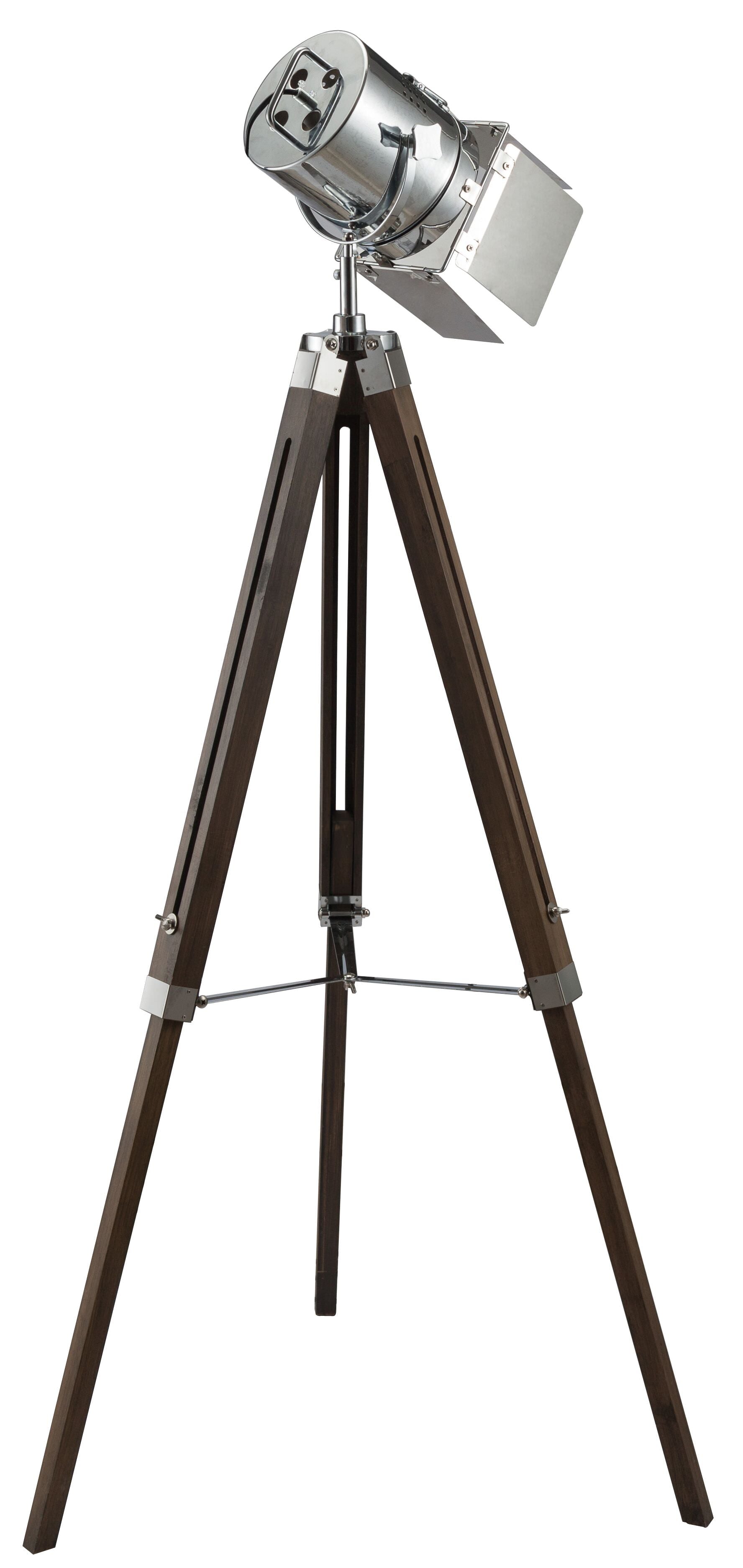 1" X 1" X 38~55" Antique Oak Chrome Metal Wood Floor Lamp