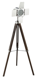 1" X 1" X 38~55" Antique Oak Chrome Metal Wood Floor Lamp