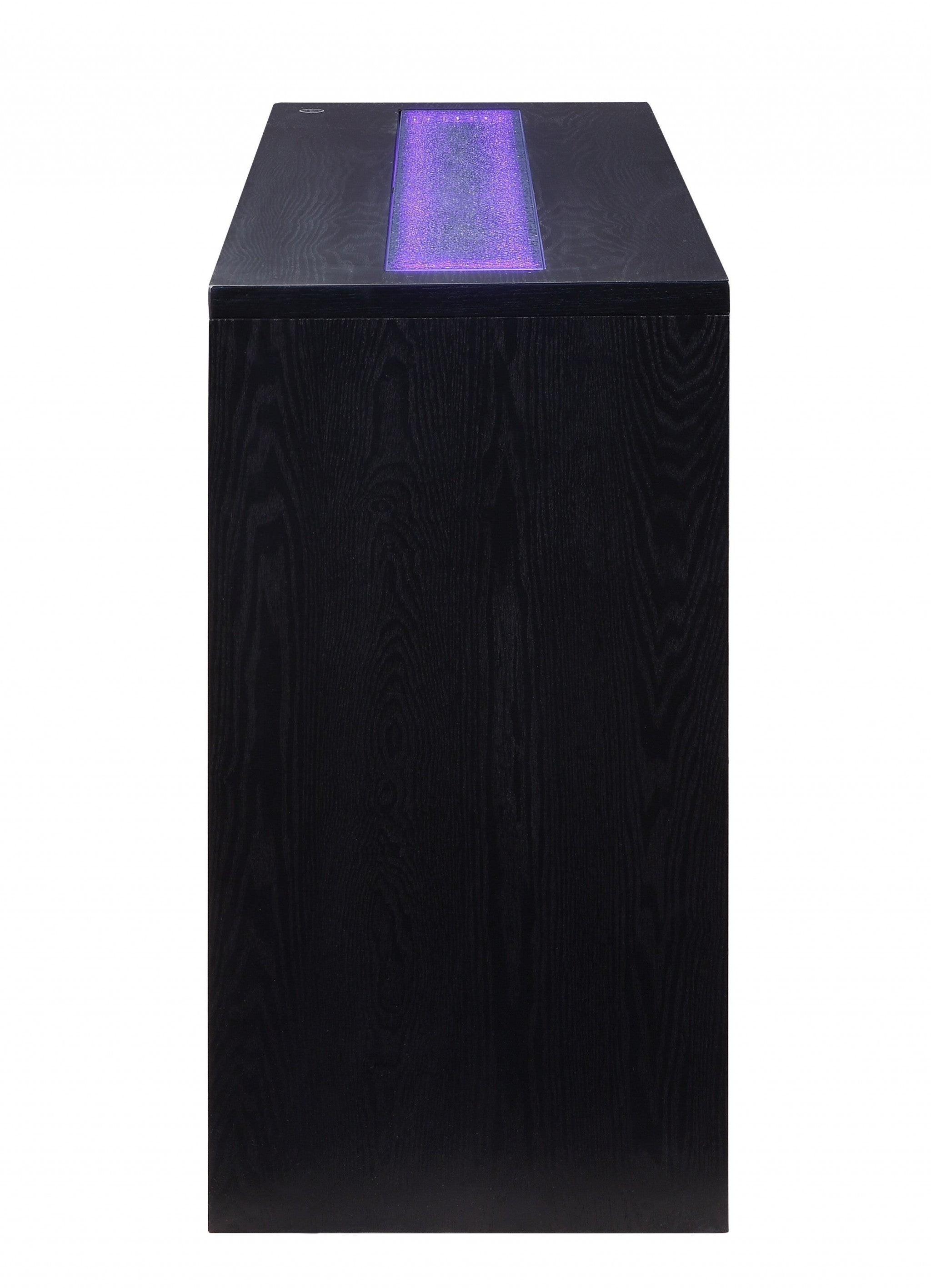 18" X 52" X 34" Black Wood LED Glass Server