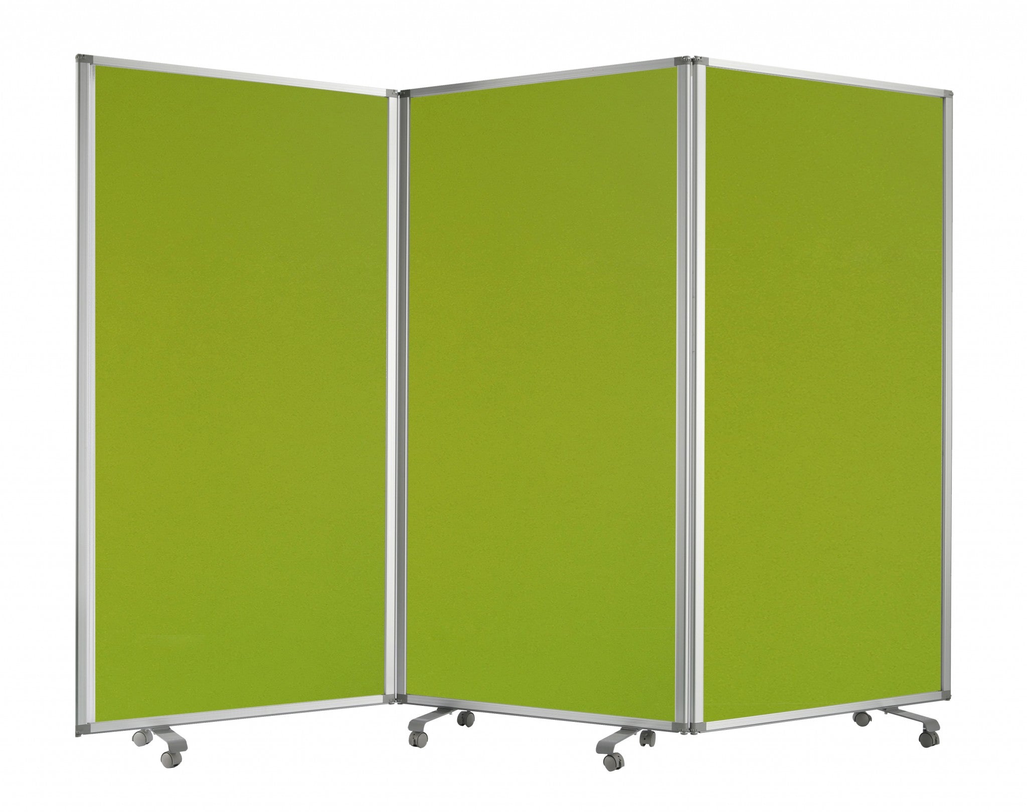 Green Rolling 3 Panel Room Divider Screen