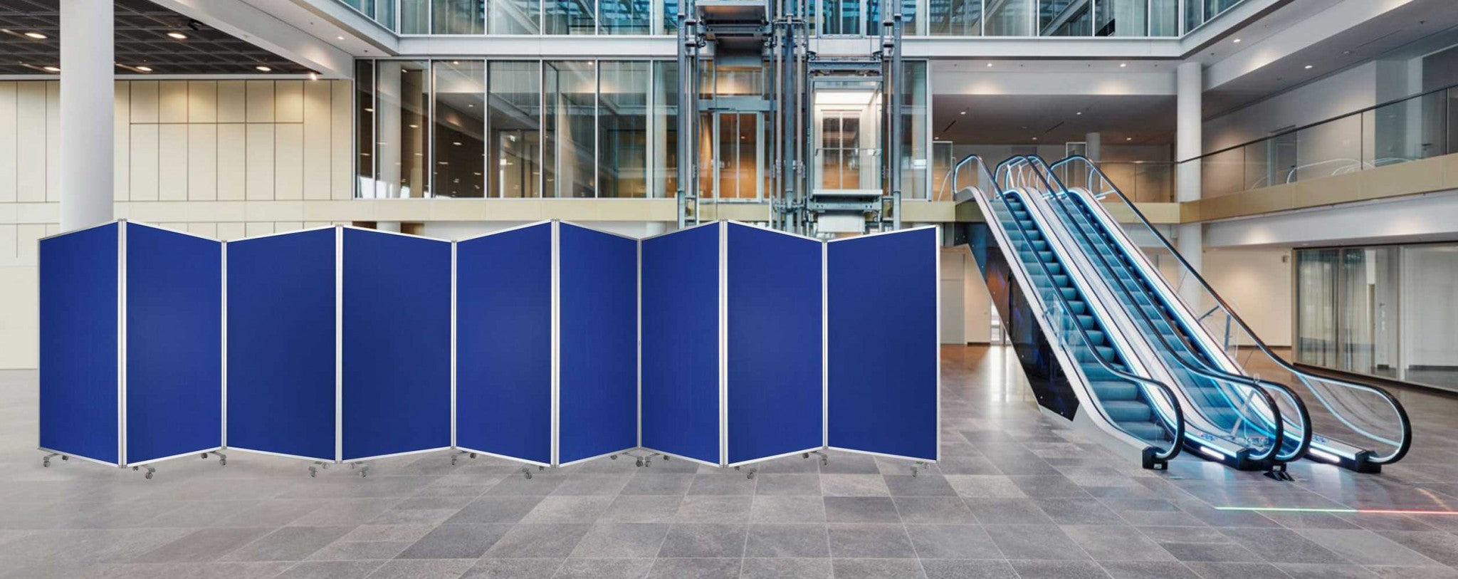 106" x 1" x 71" Blue, Metal and Fabric - Screen