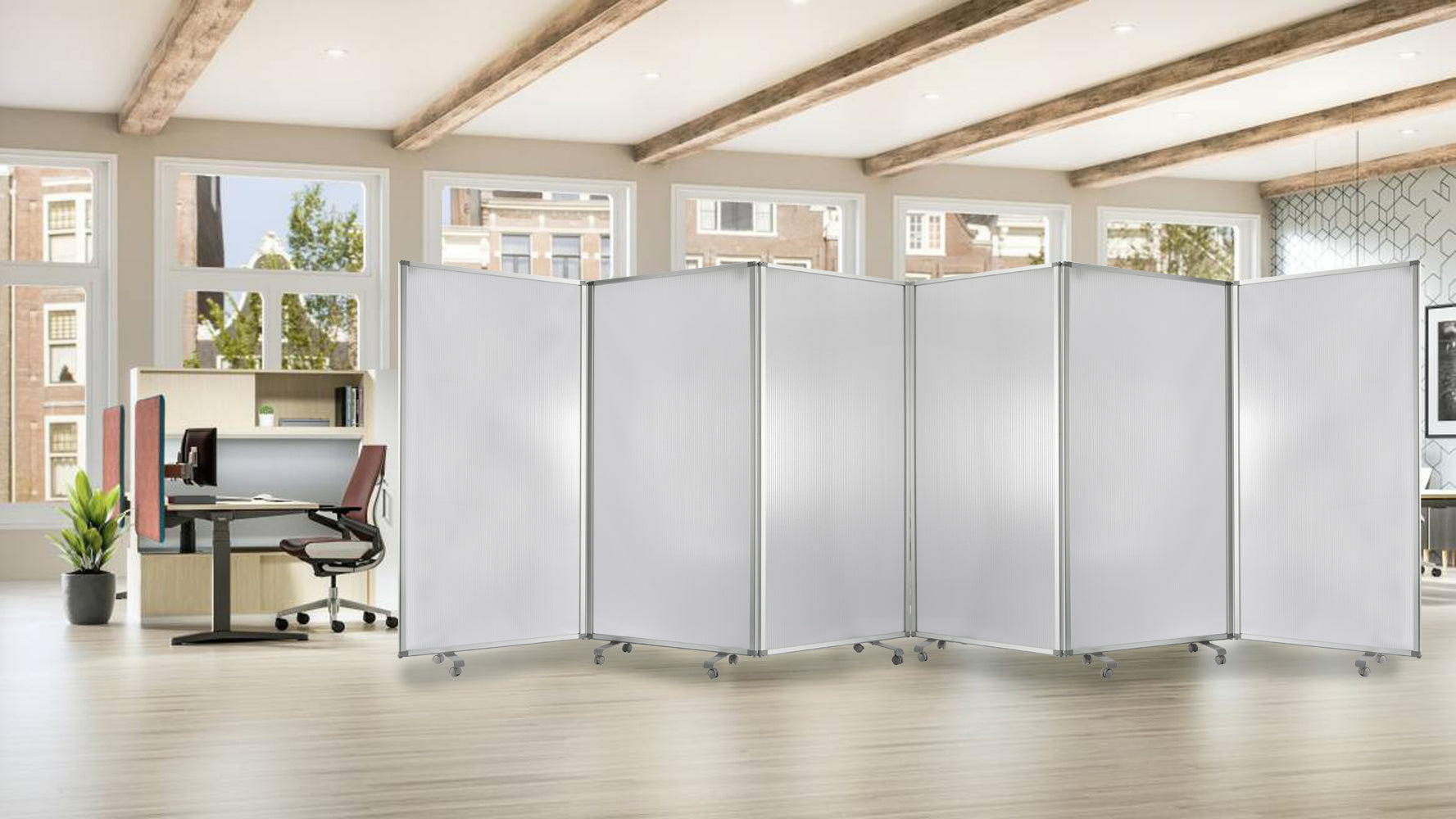 106" x 1" x 71" White, Metal and PVC Resilient - Screen