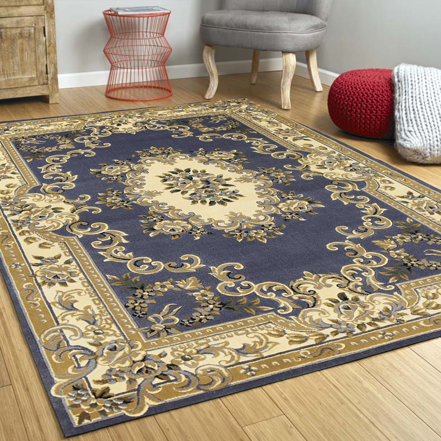 7' x 10'  Polypropylene Blue Area Rug