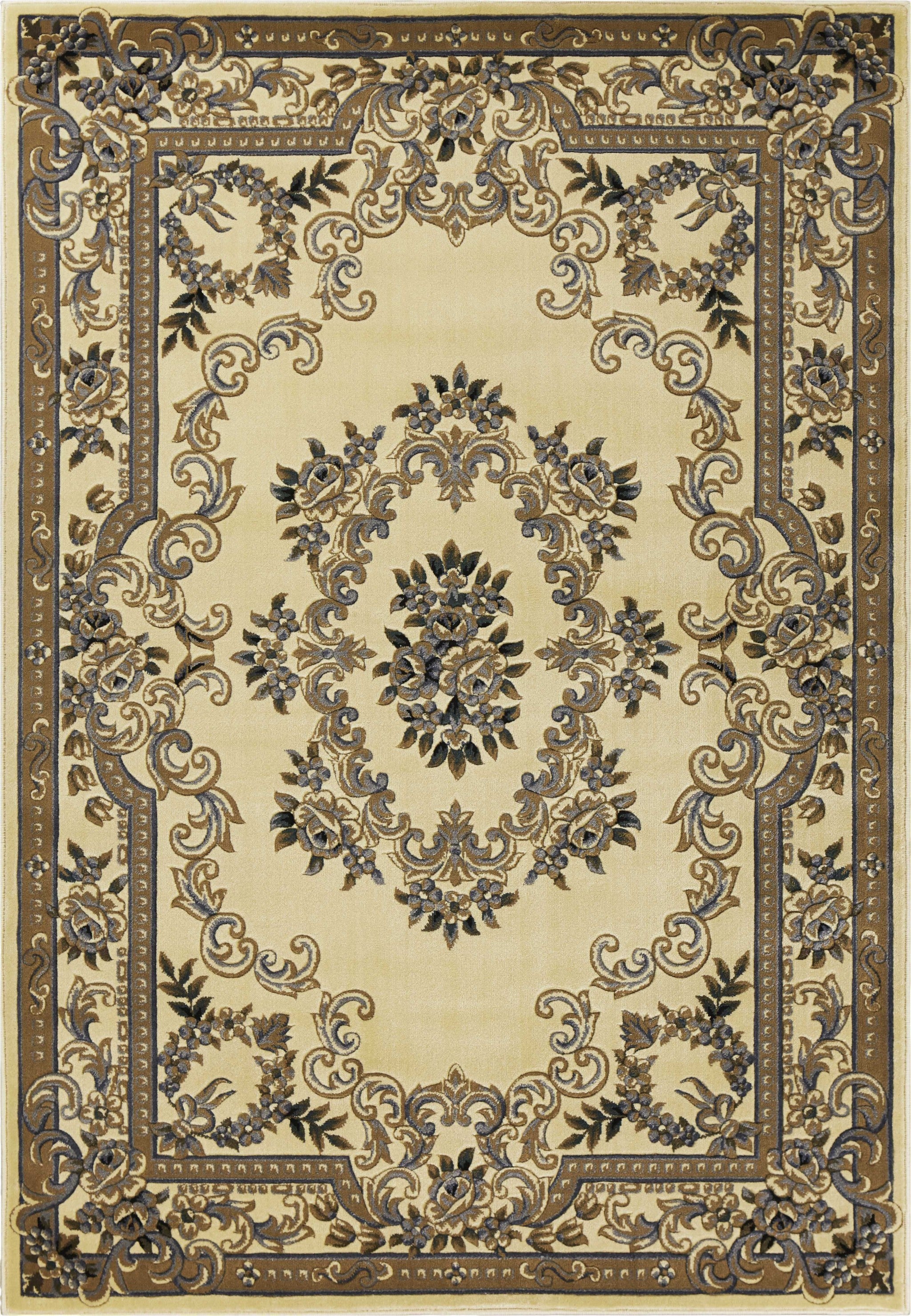 7' x 10'  Polypropylene Ivoryor Blue Area Rug