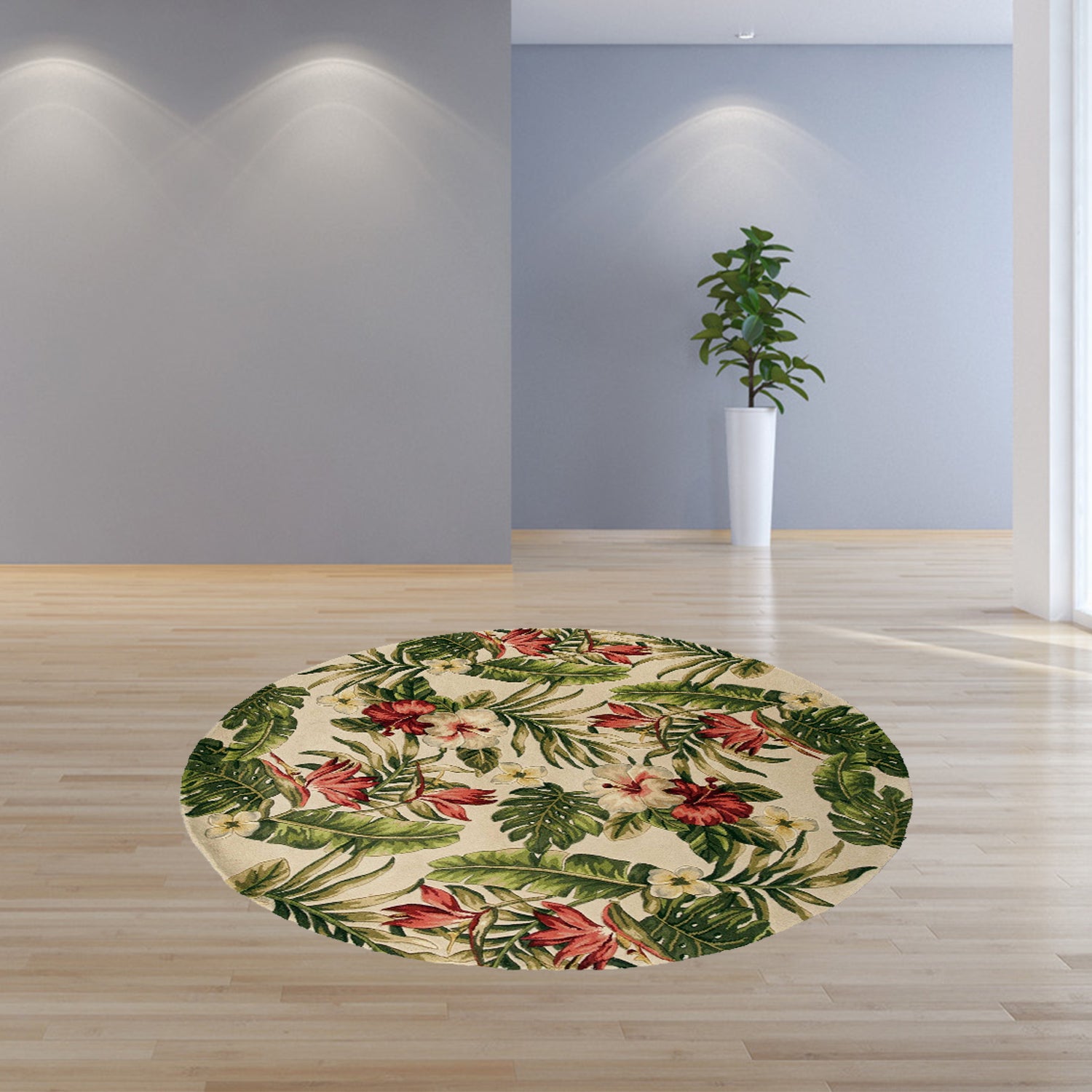5' Round  Wool Ivory  Area Rug