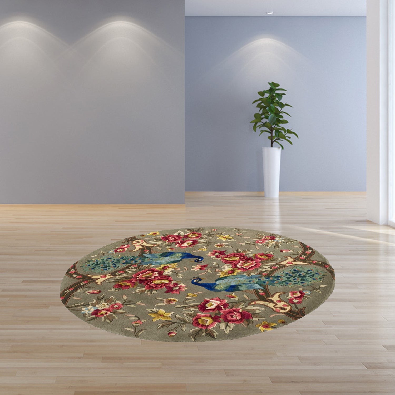 5' Round  Wool Sage Area Rug