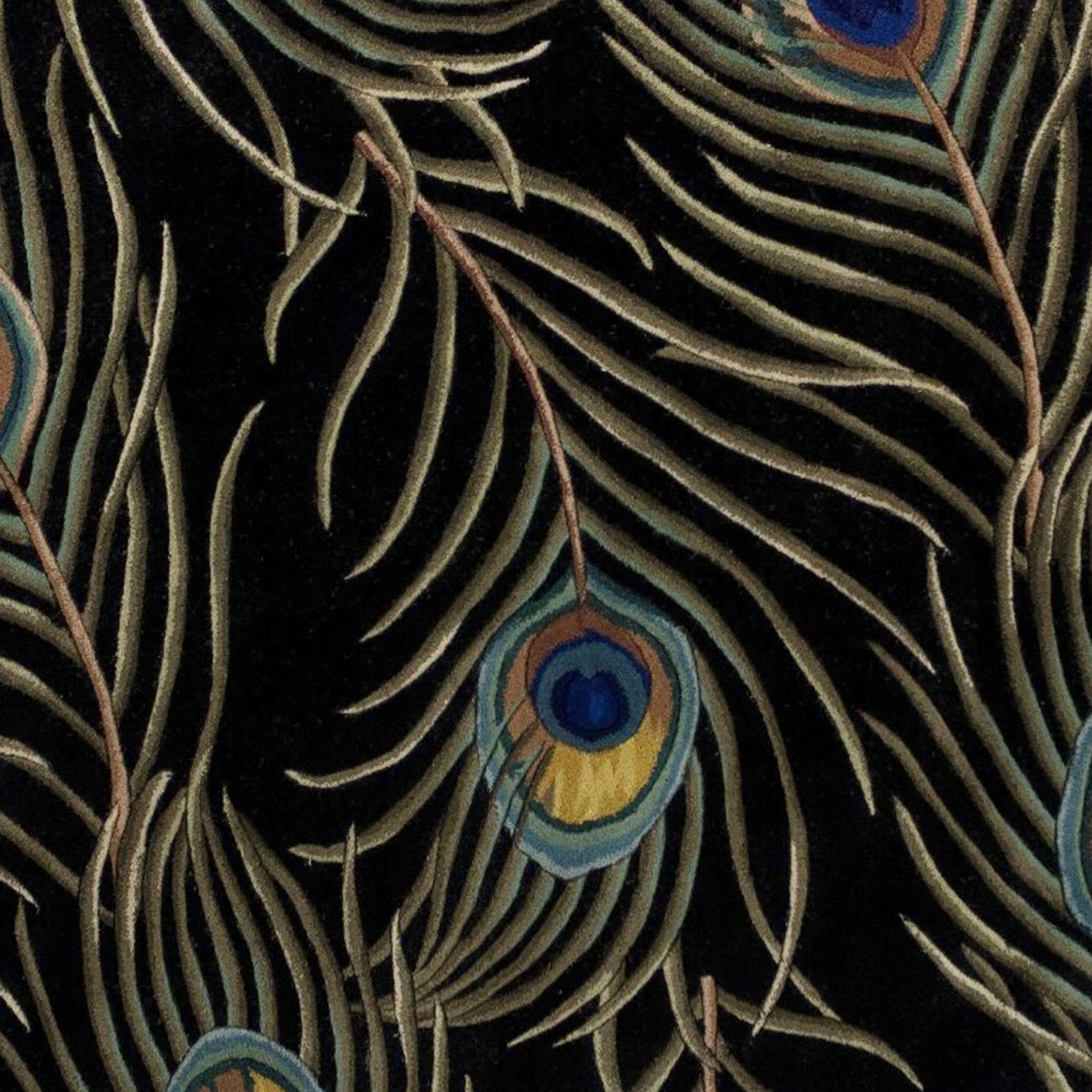 5' Round  Wool Black Area Rug