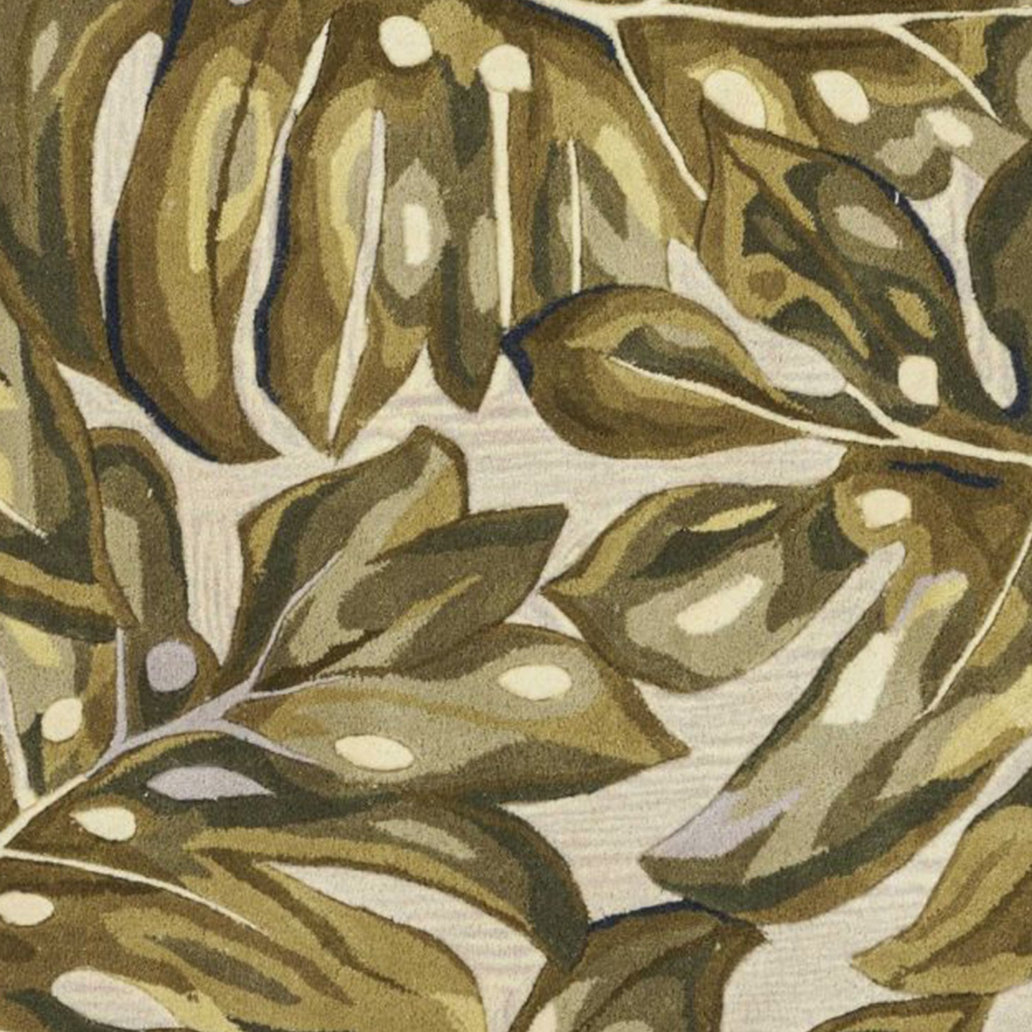 5' Round  Wool Green Area Rug