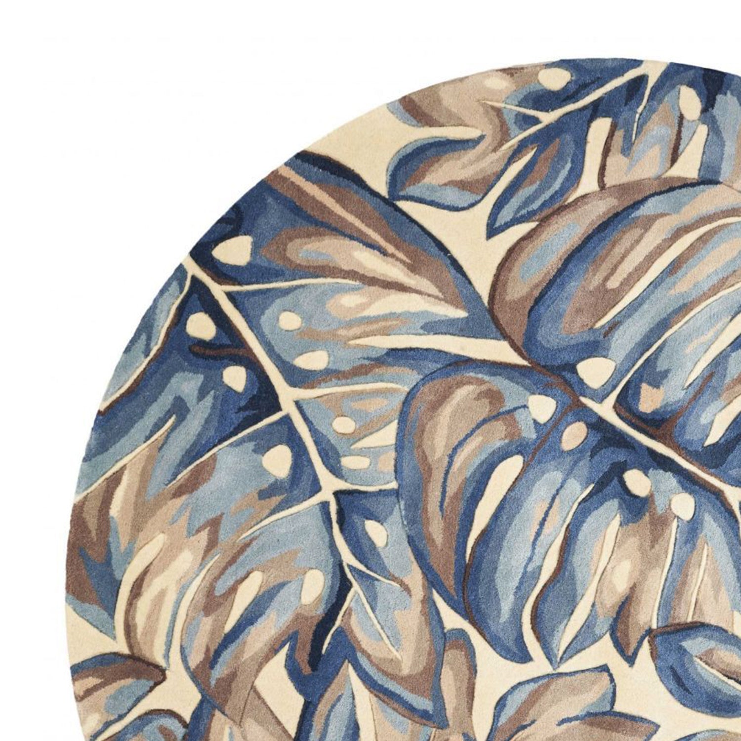 5' Round  Wool Blue Area Rug