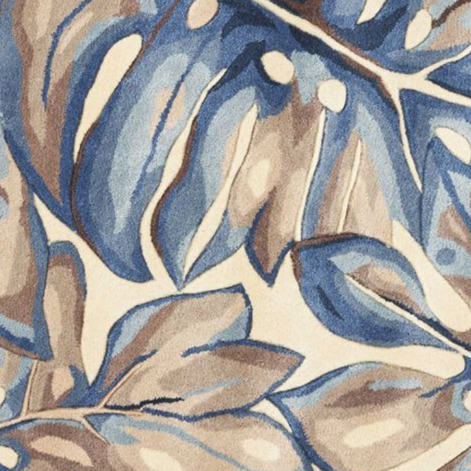 5' Round  Wool Blue Area Rug