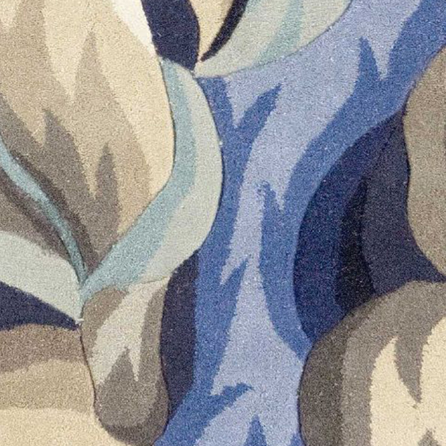 5' Round  Wool Blue Area Rug