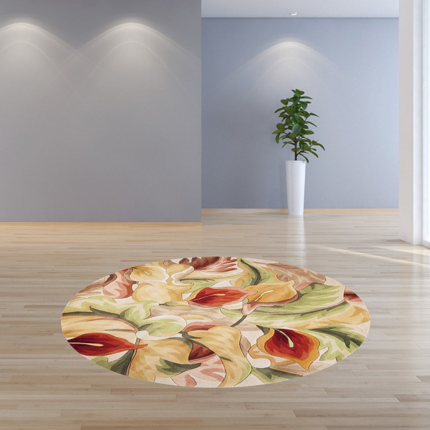 5' Round  Wool Ivory  Area Rug