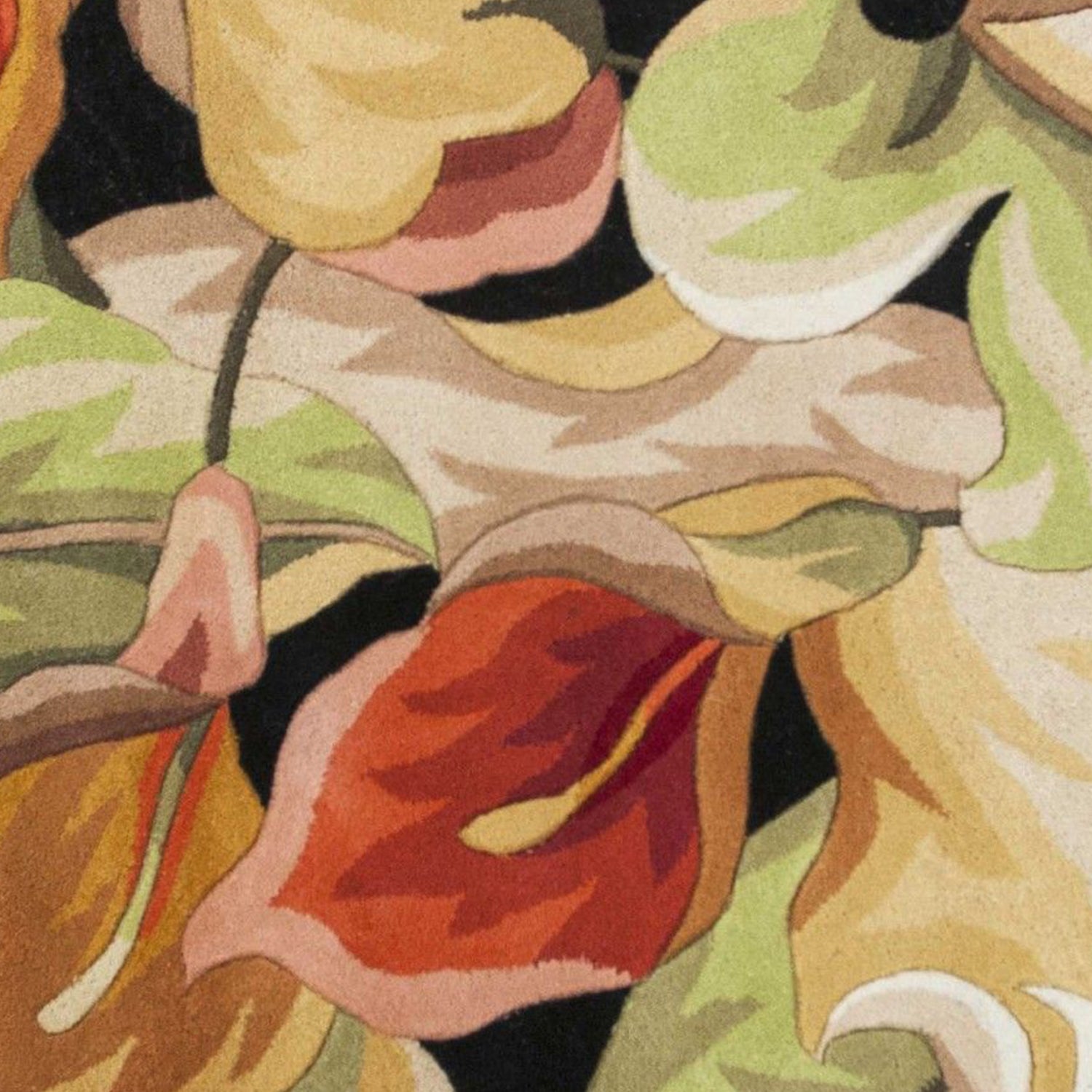 5' Round  Wool Black Area Rug