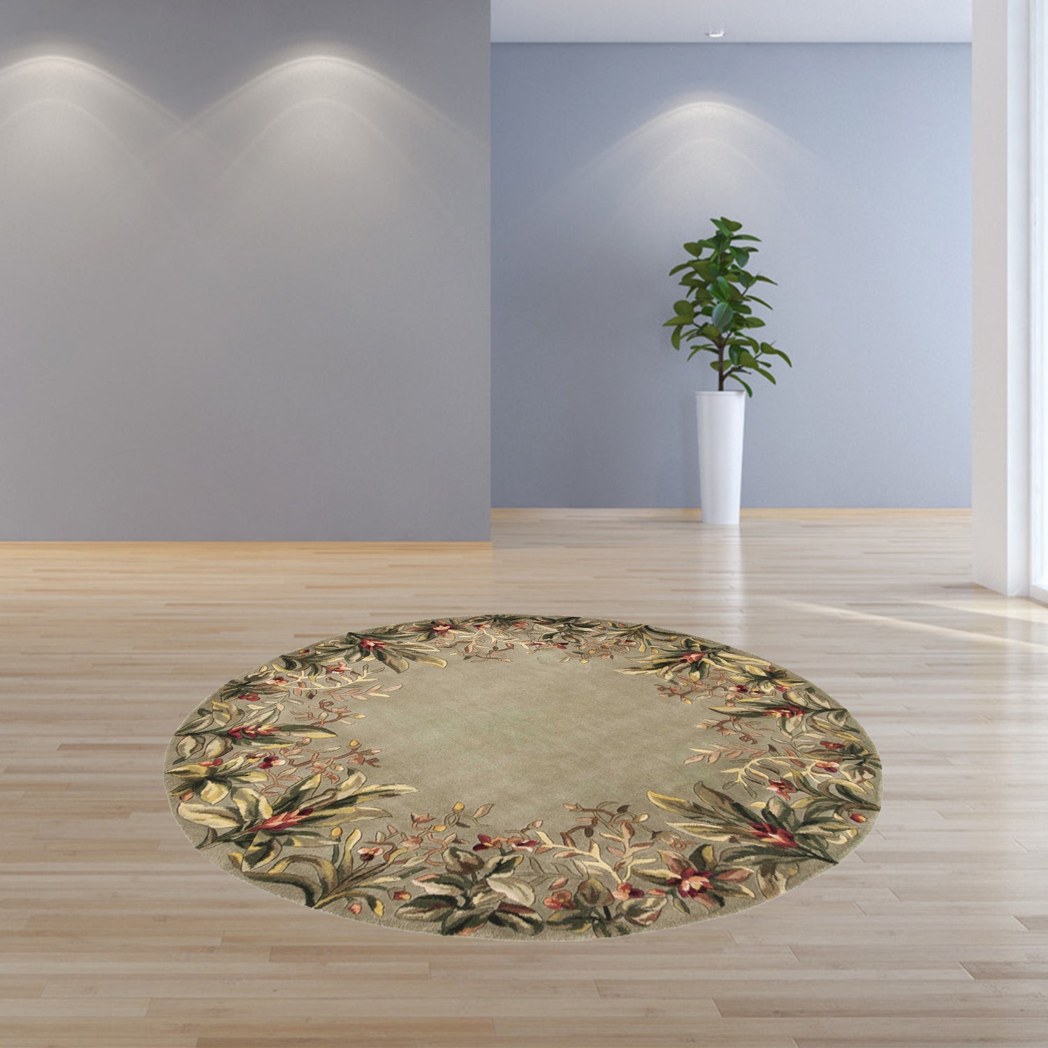 5' Round  Wool Sage Area Rug