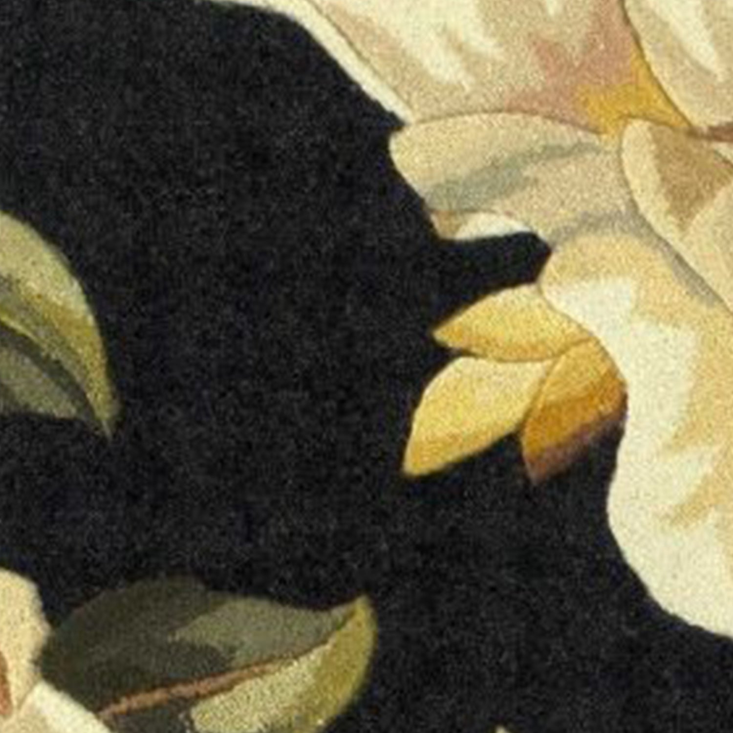 5' Round  Wool Black Area Rug