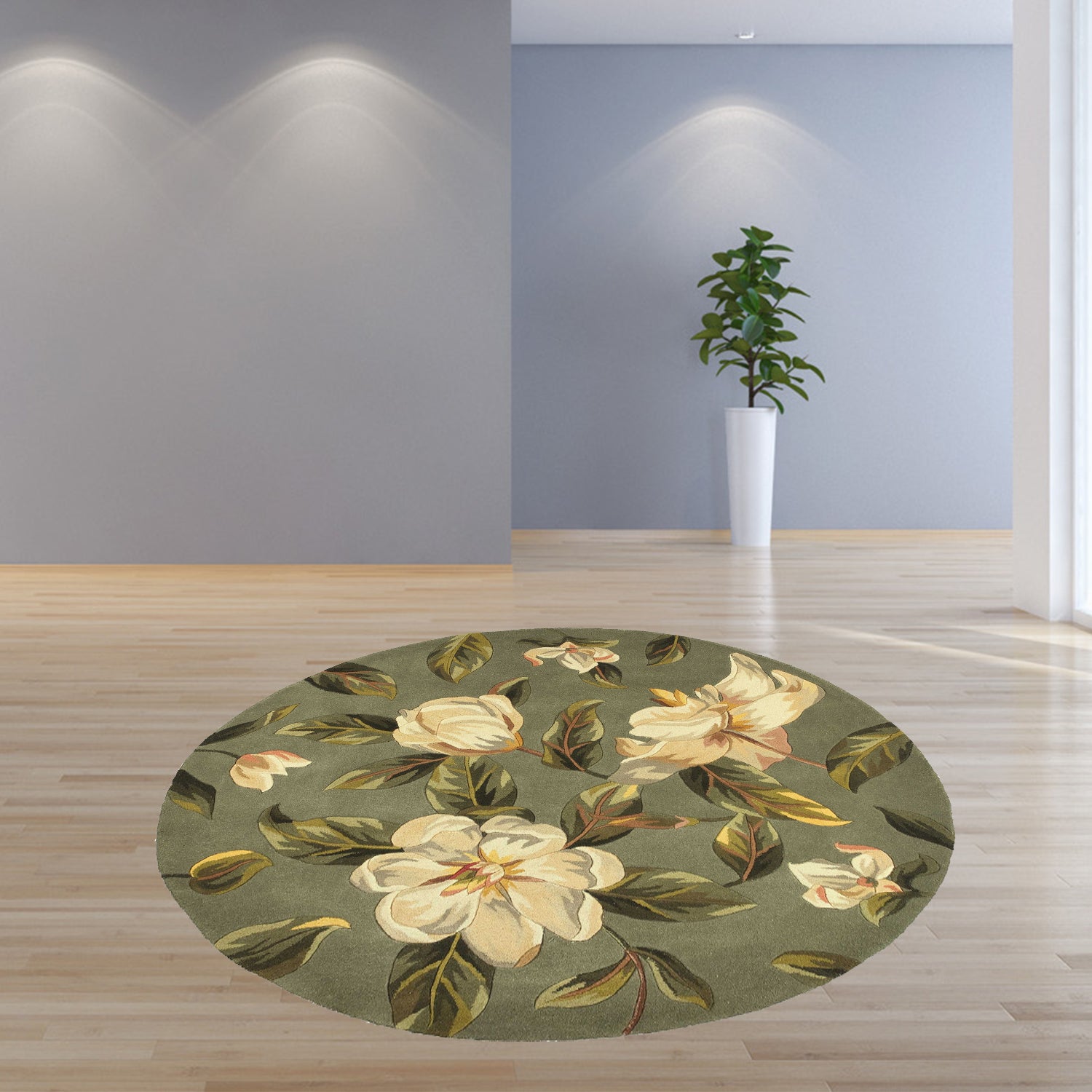 5' Round  Wool Sage Area Rug