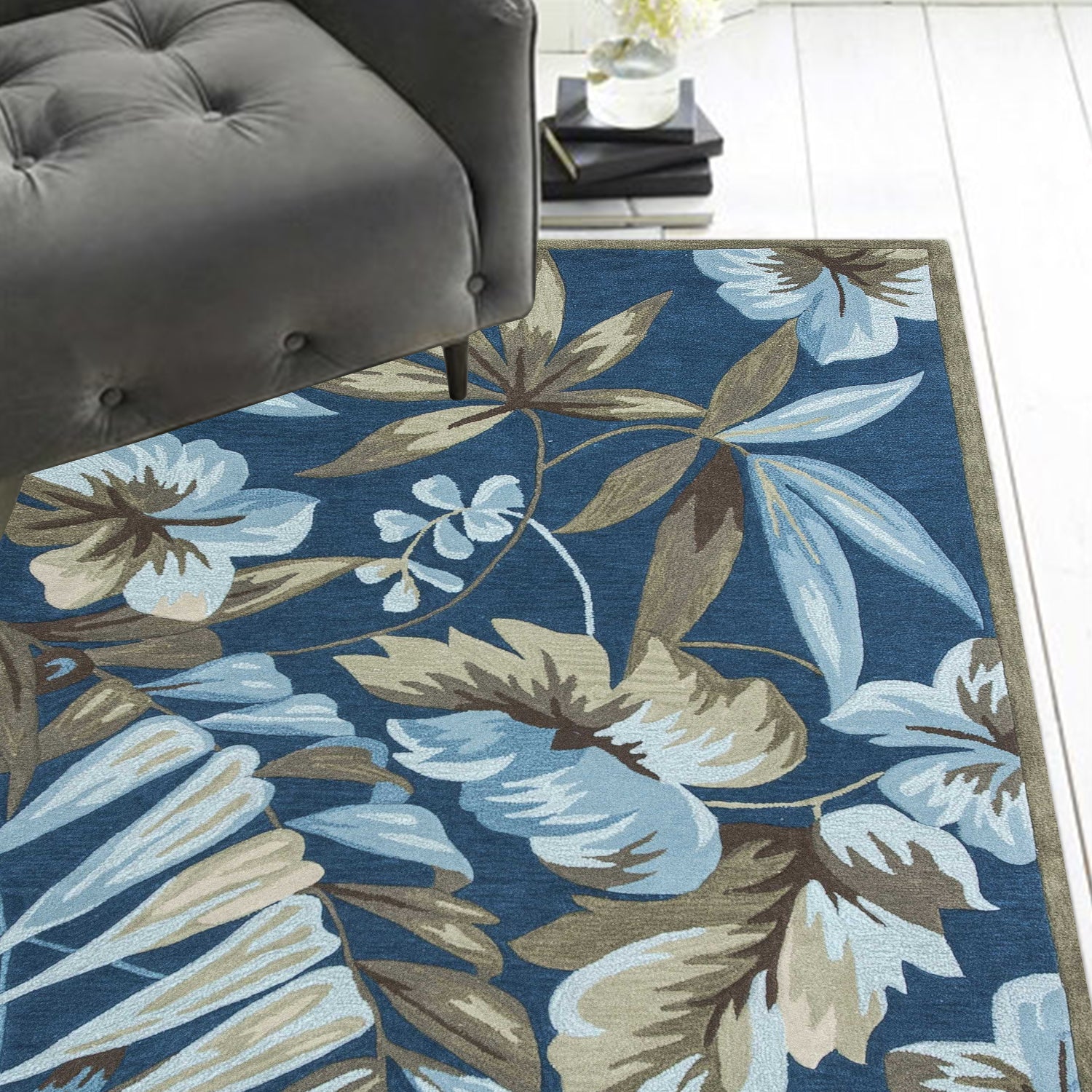 5' x 7' 6" Polyester Ocean Area Rug