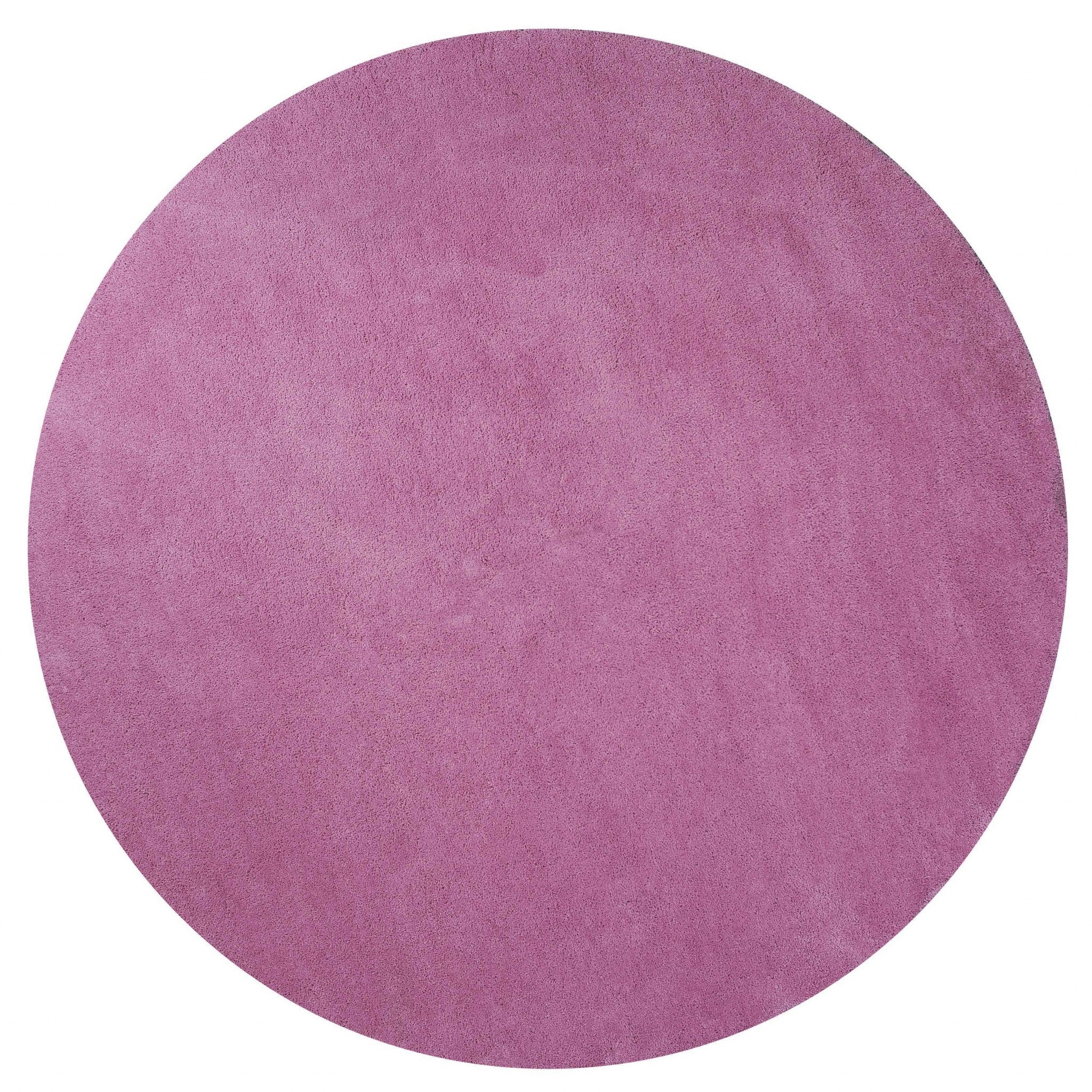8' Round  Polyester Hot Pink Area Rug