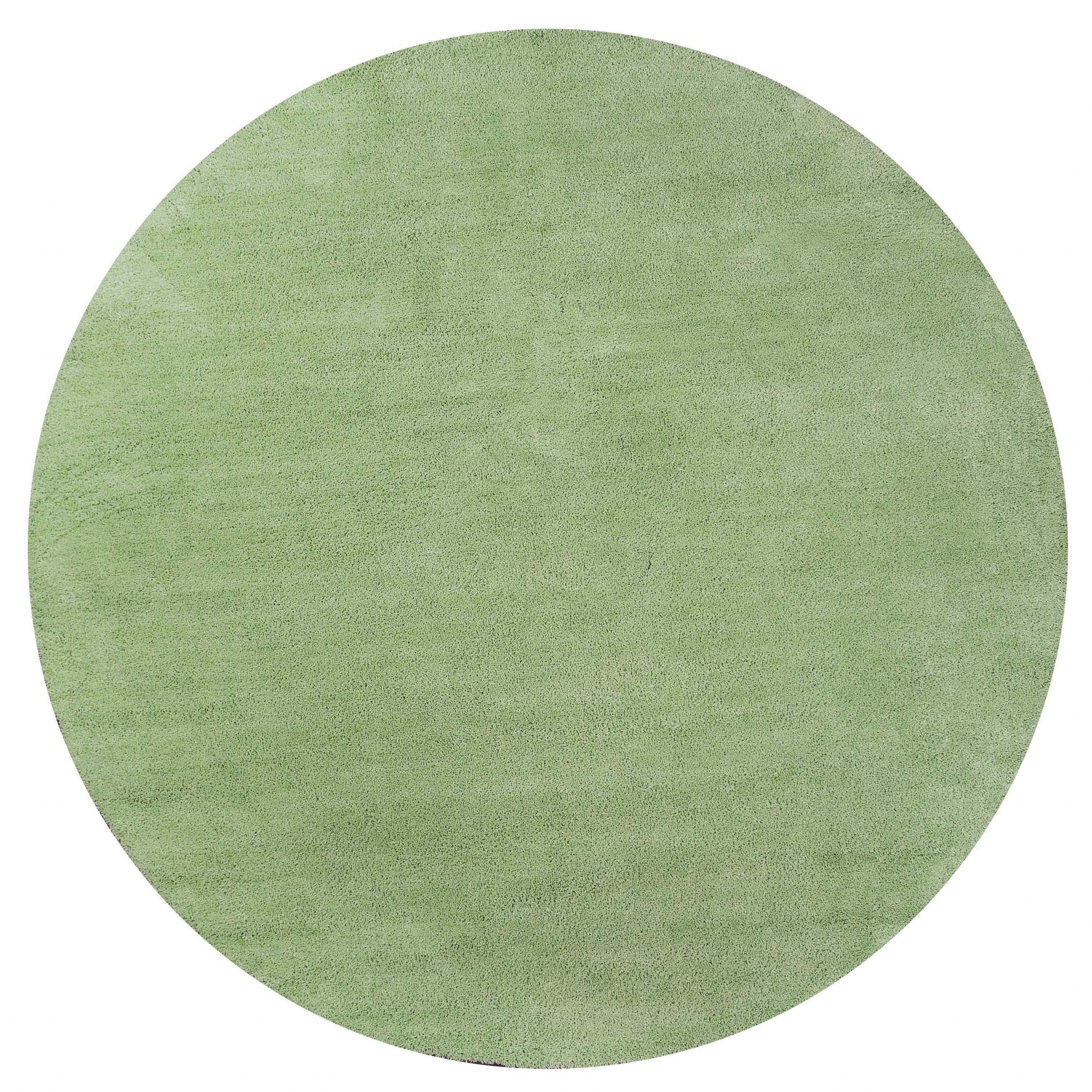 8' Round  Polyester Spearmint Green Area Rug