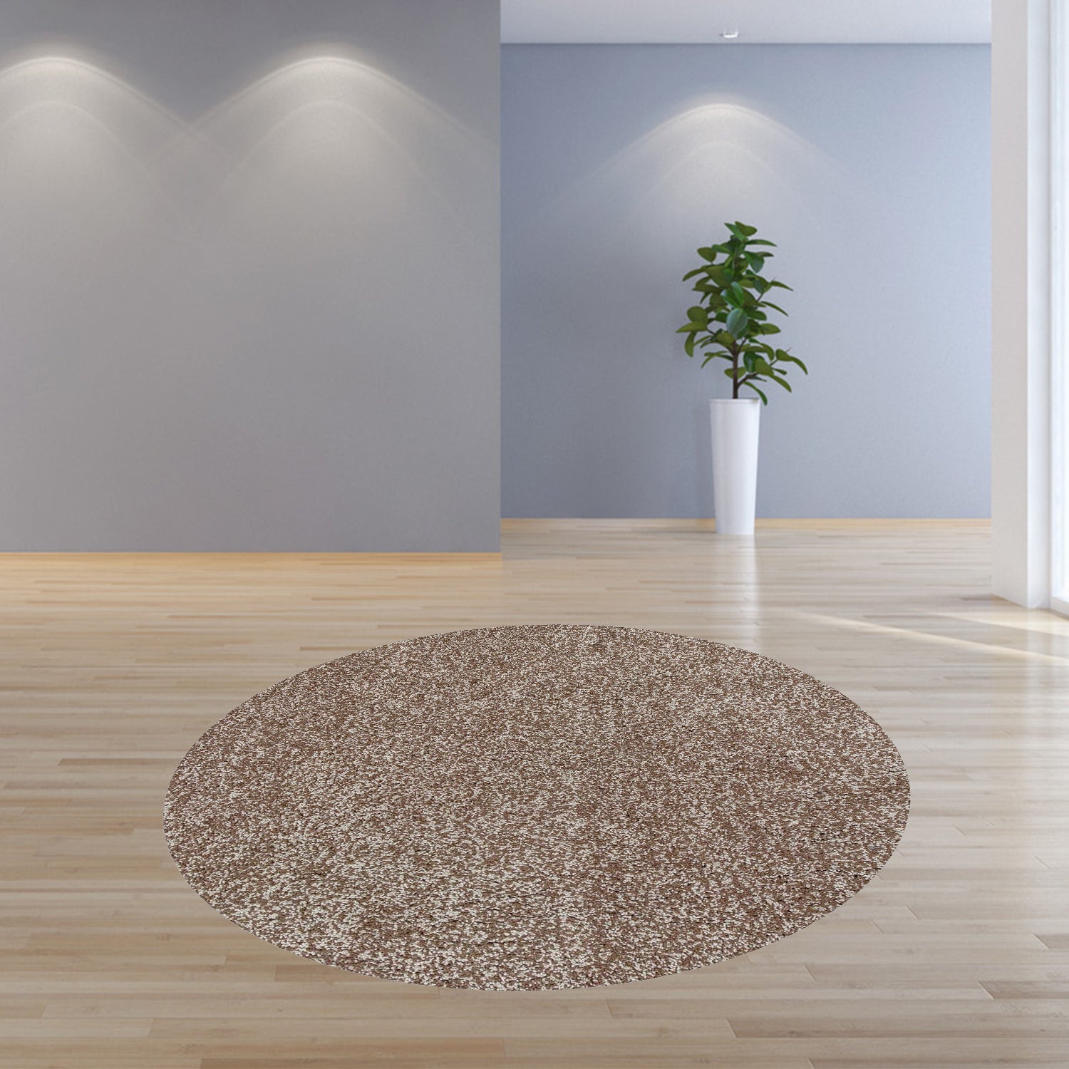 8' Round  Polyester Beige Heather Area Rug