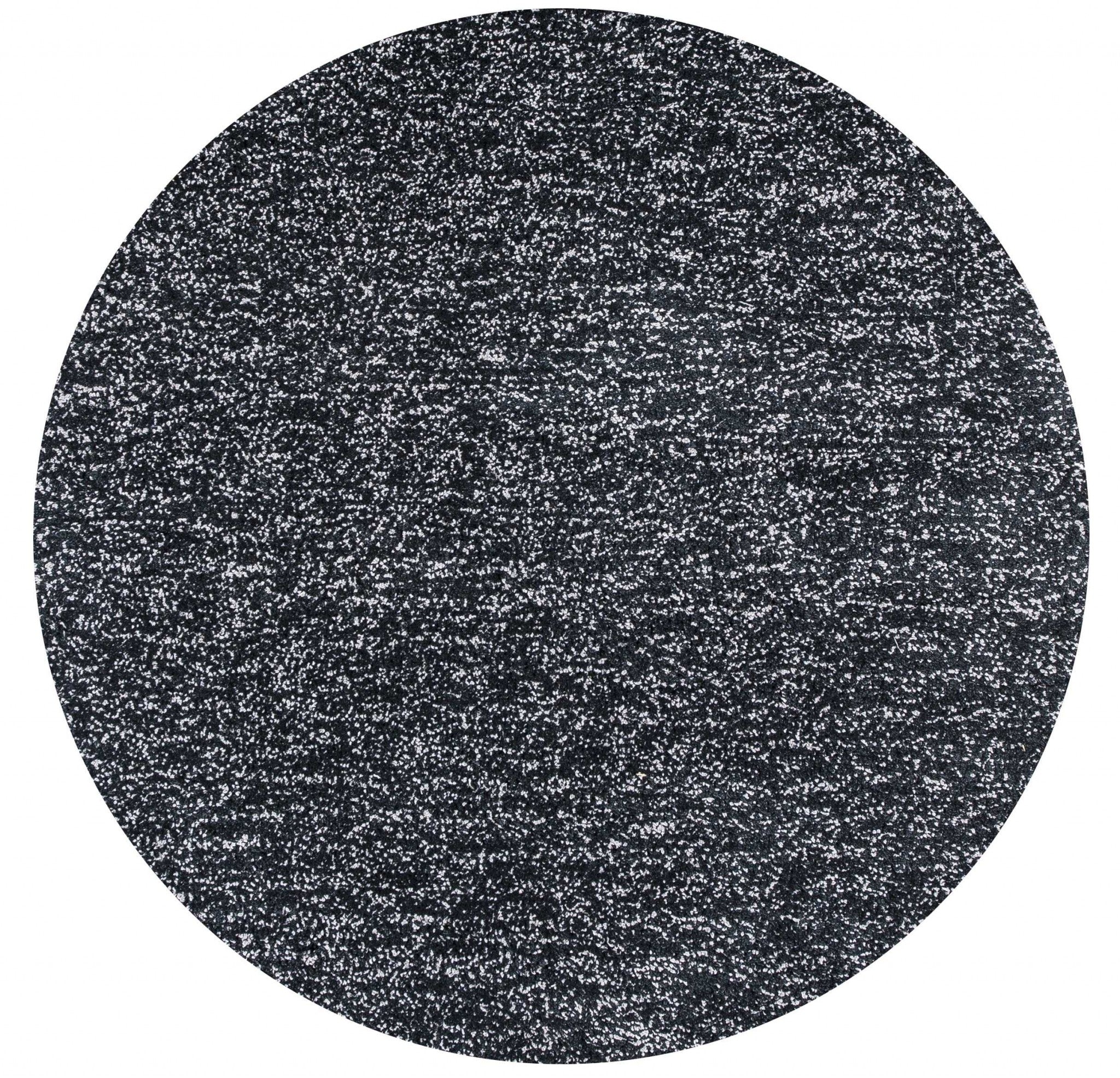 8' Round  Polyester Black Heather Area Rug