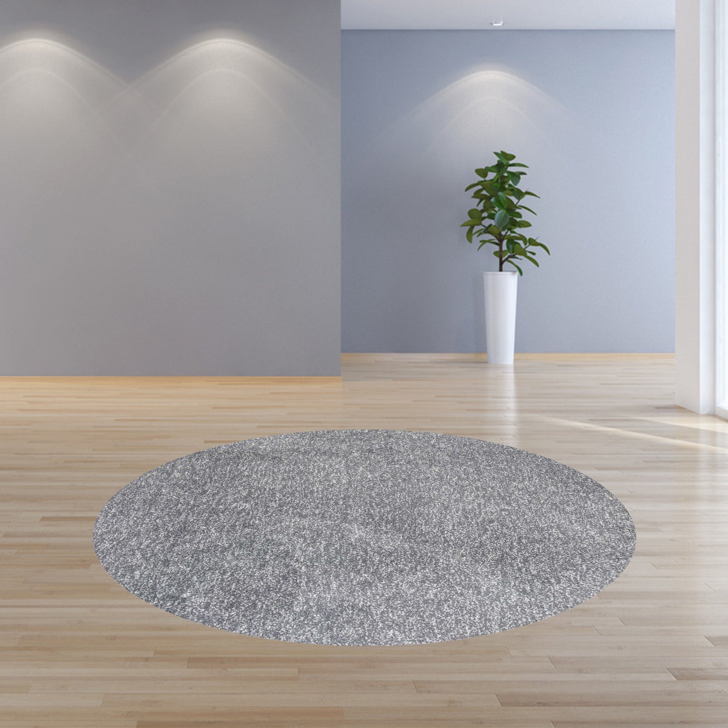 8' Round  Polyester Grey Heather Area Rug