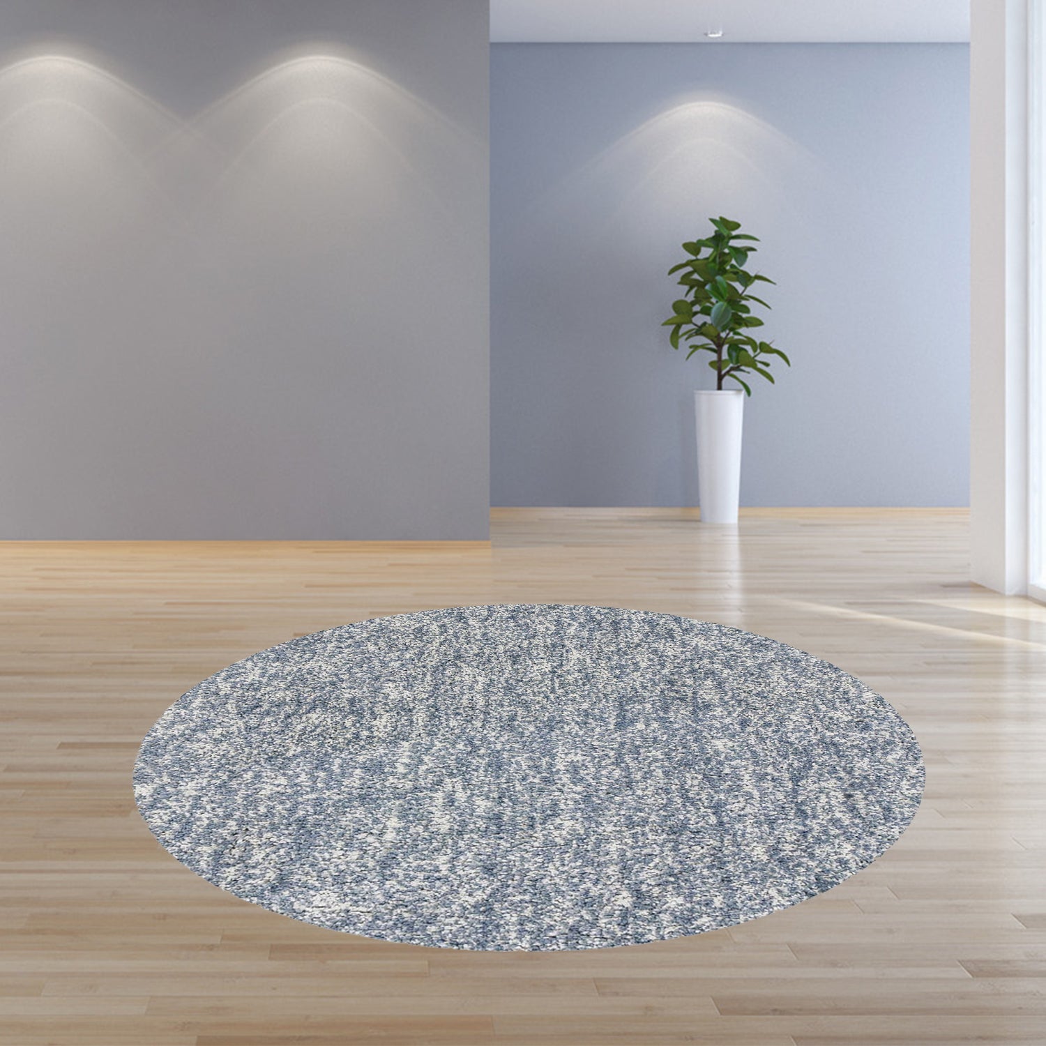 8' Round  Polyester Slate Heather Area Rug