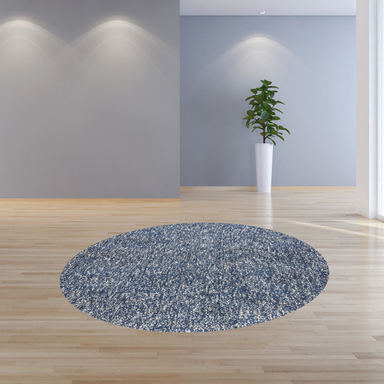 8' Round  Polyester Indigo or  Ivory  Heather Area Rug