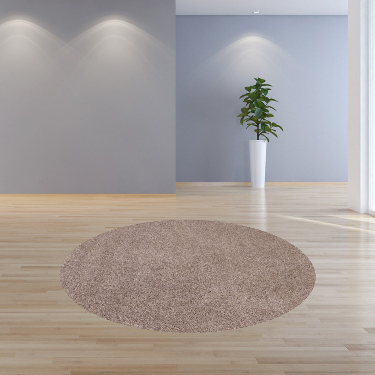8' Round  Polyester Beige Area Rug