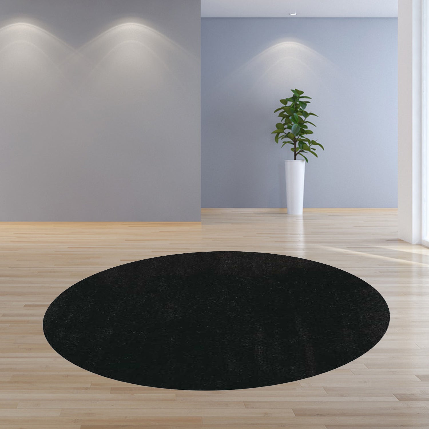 8' Round  Polyester Espresso Area Rug