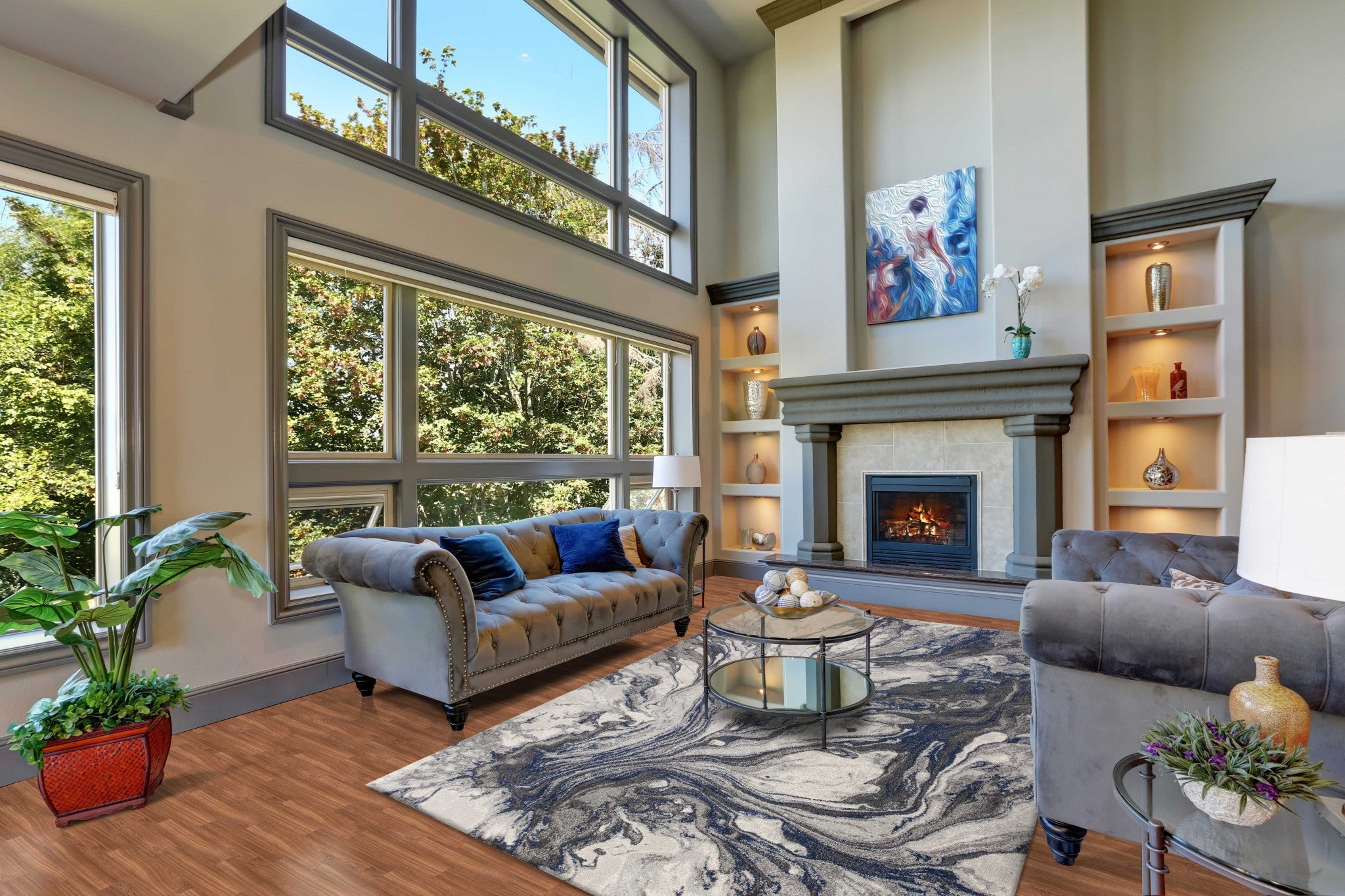 7' x 10'  Polypropylene Grey Area Rug